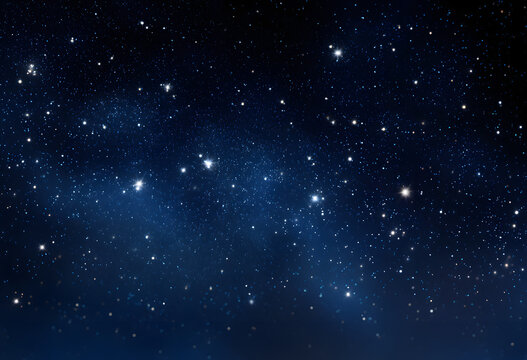 Dark blue night sky, countless sparkling stars, vast empty space, night, astronomy