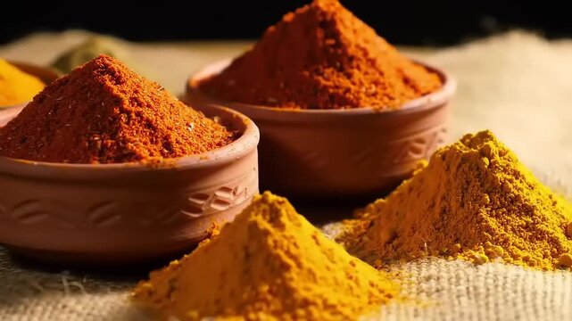 Aromatic Spices in Clay Bowls.