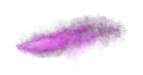 Dense smoky exhaust trail in shades of violet, resembling emission from jet aircraft, car, or motorcycle. Isolated on black background. Perfect for visual effects or compositions.