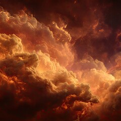 Fiery, dramatic clouds fill the sky