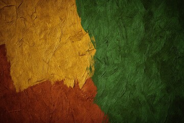 Textured background with bold, overlapping blocks of yellow, green, and brown