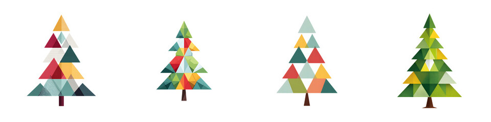 Fototapeta premium Geometric Christmas Tree Collection: Modern Holiday Design Elements
