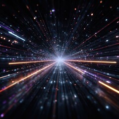 Fototapeta premium Cosmic tunnel, streaking lights, bright center