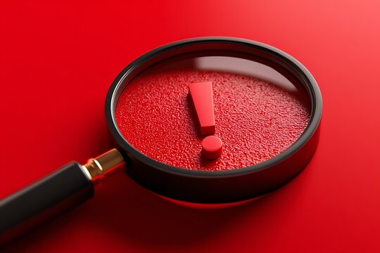 Know the risks marked by magnifying glass with red exclamation warning  
