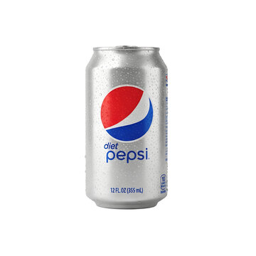 diet pepsi soda can beverage isolated on white