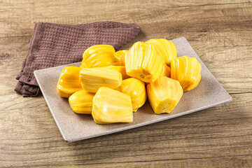 Raw ripe yellow jackfruit segment