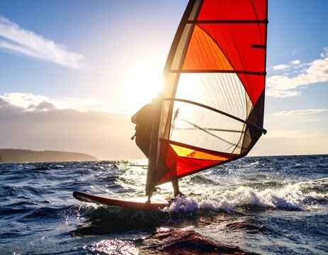 Windsurfer at sunset