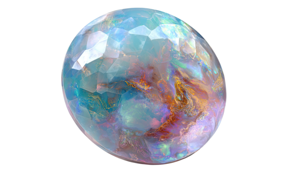 Oval faceted opal, vibrant colours