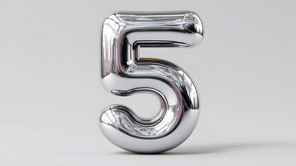 Shiny silver chrome number 5