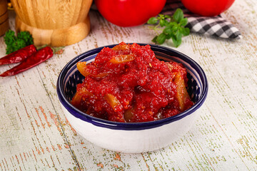 Hungarian Lecho with bell pepper and tomato