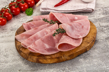 Sliced pork ham sausages slices