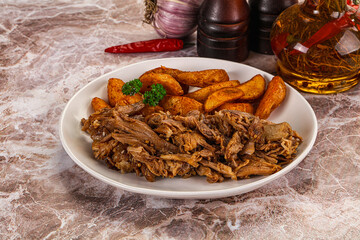 Baked shredded pork with potato