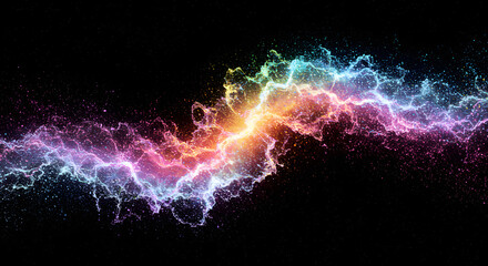 Radiant Plasma Stream: A Colorful Display of Cosmic Energy and Particles against the Infinite Darkness of Space with Scattered Stars