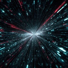 Abstract digital explosion, radiating lines of light