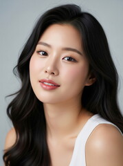 Naklejka premium 세련된 여성의 스튜디오 초상, Studio Portrait of an Elegant Woman