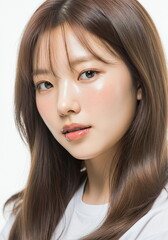 Fototapeta premium 맑고 깨끗한 피부의 미소, Radiant Smile with Clear Skin