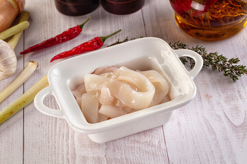 Raw squid rings for cooking