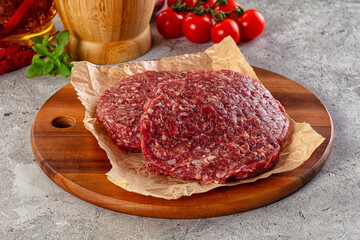 Raw beef burger cutlet for grill