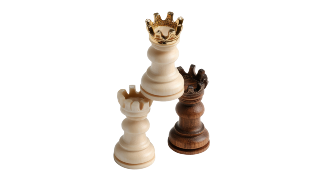 Chess Pieces: The photo captures the elegance of chess, presenting the royal piece – the Rook – poised for strategic maneuvers. With varying shades, the Rook reflects the tactical depth of the game.