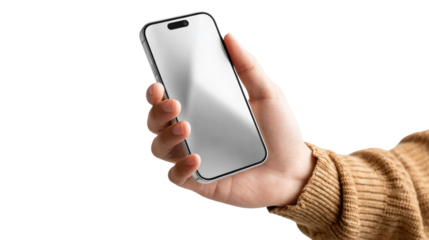 Smart Hand Interaction: A close-up shot focuses on a hand gracefully holding a sleek, modern smartphone, hinting at seamless connectivity and technological prowess.