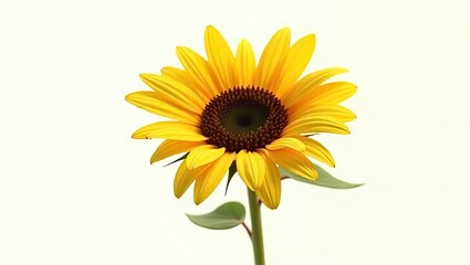 Fototapeta premium Single sunflower against a plain white background.