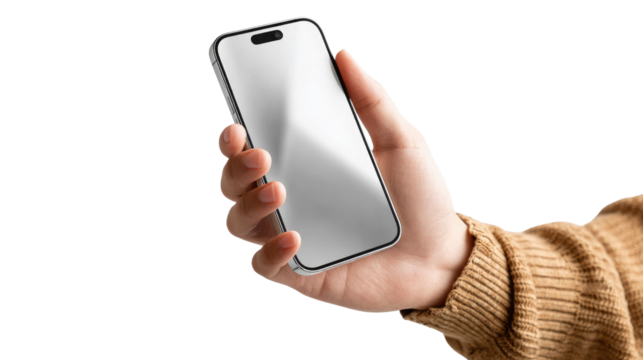 Smart Hand Interaction: A close-up shot focuses on a hand gracefully holding a sleek, modern smartphone, hinting at seamless connectivity and technological prowess.