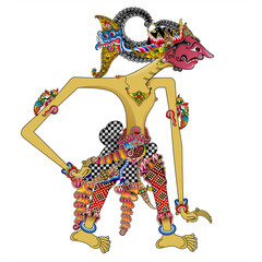 Vector illustration, modification of the Setyaki wayang character in the Mahabharata story.