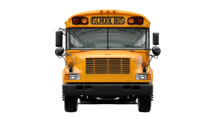 Yellow School Bus Front View: A quintessential yellow school bus stands at attention, ready for its next route, captured with a front-facing perspective showcasing its iconic design and purpose.