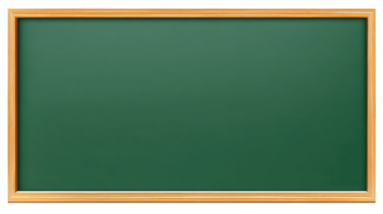 Blank Blackboard: An empty green blackboard, framed by warm wood, invites creativity and communication in education. 