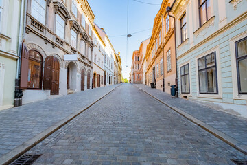 Obraz premium Radiceva street in Zagreb, Croatia, leading to Upper town early in morning