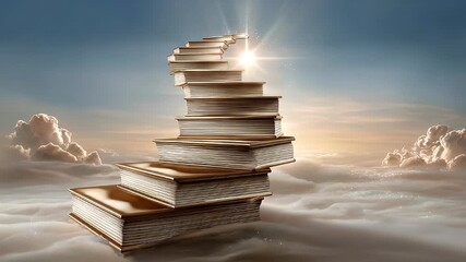 Spiral books stairway to heaven concept image