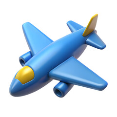 Cute blue toy airplane model for travel and transportation themes with yellow accents and smooth design