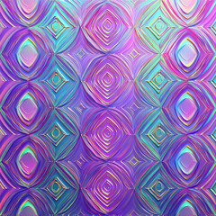 concentric diamond grid pattern with holographic gradients and metallic foil edges