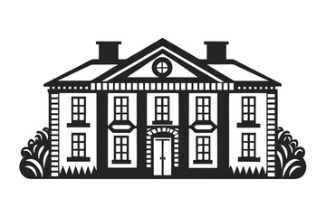 Black and White House Vector, Building Silhouette Design, Architecture Icon, Estate Outline