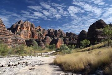 Purnululu&rsquo;s Bungle Bungle range with iconic sandstone shapes  

