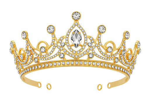 Elegant gold tiara adorned with sparkling diamonds and intricate design for royal occasions