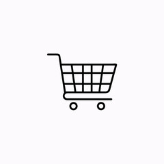 Shopping cart icon outline on white background trolley