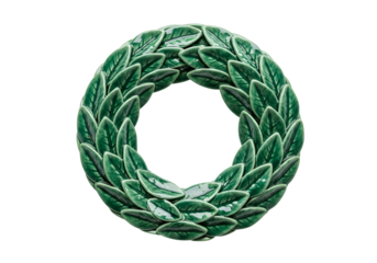 Elegant green laurel wreath with detailed leaf textures representing achievement and honor