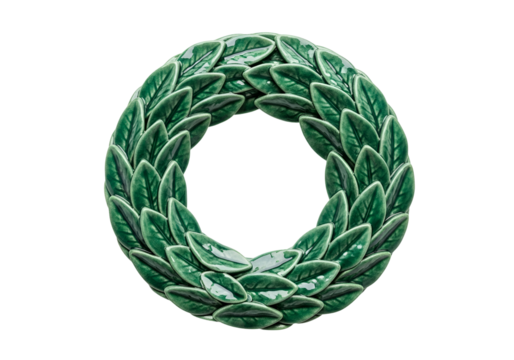Elegant green laurel wreath with detailed leaf textures representing achievement and honor