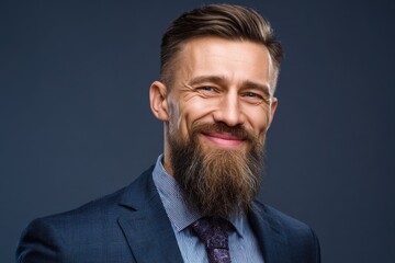 Confident Business Leader: Joyful Portrait of a Young Entrepreneur in Suit, Smiling at the Camera