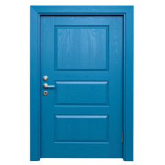 Fototapeta premium Isolated wooden blue front door on a white background