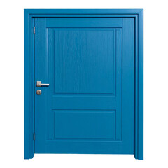 Fototapeta premium Isolated wooden blue front door on a white background