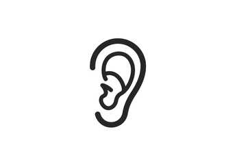 Fototapeta premium Mysterious Ear Silhouette Dark Artistic Ear Illustration isolated on transparent background