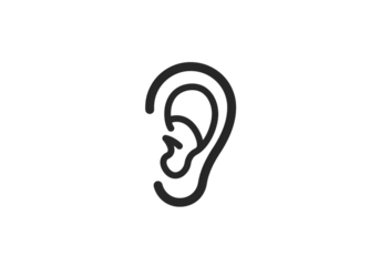Mysterious Ear Silhouette Dark Artistic Ear Illustration isolated on transparent background