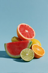 refreshing summer scene filled with ultrabright watermelon tangerine lemon and lime colors