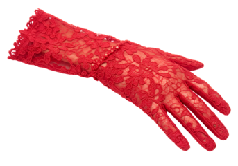 Elegant Red Lace Glove with Floral Pattern for Formal and Special Occasions