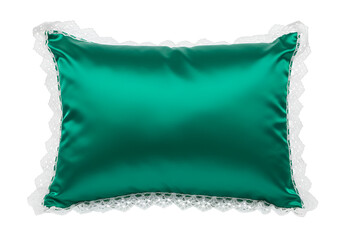 Elegant satin pillow with lace trim for bedroom decor and luxurious comfort