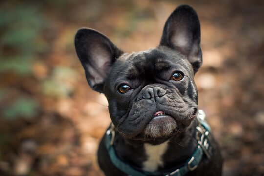 French bulldog crashing serious photo shoot with funny expression  
