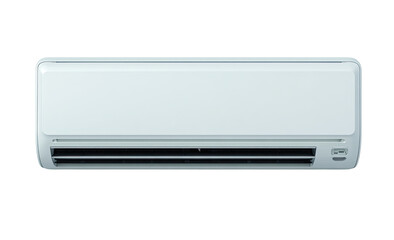 A white wall-mounted air conditioner, rectangular in shape, with a smooth front panel