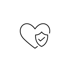 Protected heart health, certified wellness, safe treatment. Pixel perfect, editable stroke vector icon